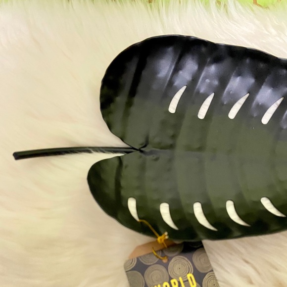 Monstera Black Metal Decorative Tray Catchall - Picture 10 of 15